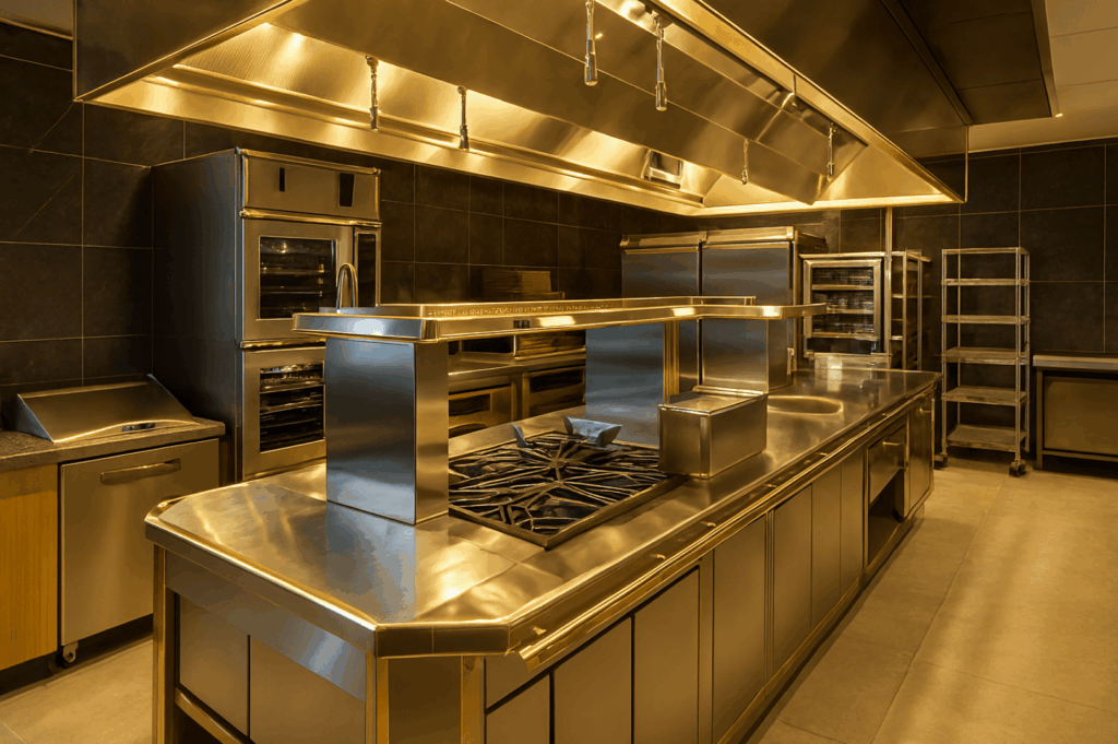 A professional stainless‑steel commercial kitchen in Singapore, designed by renovation contractors Singapore with exceptional interior design skills for restaurant design and high‑volume food preparation. This featured project by the best renovation contractors showcases how expert renovation contractors and contractors can transform a restaurant space, offices, cafes, HDB, flat, or house into a functional, hygienic, and stylish environment. Ideal for homeowners and business owners seeking to connect homeowners with reliable service, transparent cost planning, and a team whose expertise ensures every detail is met. Whether for home renovation or commercial building upgrades, these specialty solutions suit any client vision, helping them achieve inspired results. With world's best practices, strong reviews, and the ability to submit, refer, and deliver designs that matter, this kitchen exemplifies how thoughtful design and renovation can elevate any home or business.
